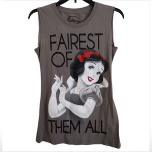 Disney Grey Snow White Fairest of Them All Distressed Back Muscle Tee Medium